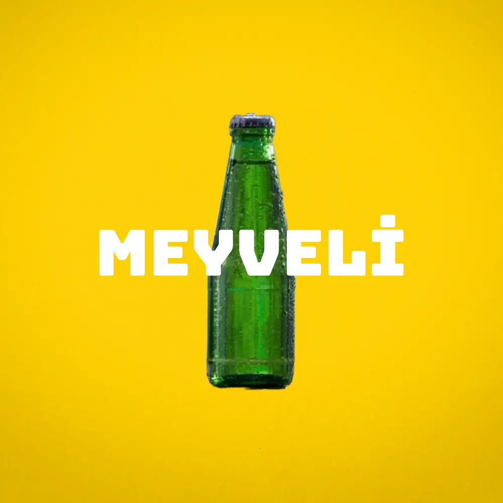 MiaBurrito'da sunulan, meyve aromalı maden suyu içeceği, şişesinde.